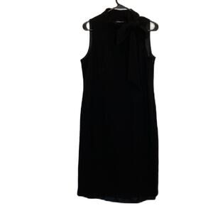 Lafayette 148 New York Black Neck Wool Sleeveless Shift Dress Size 8